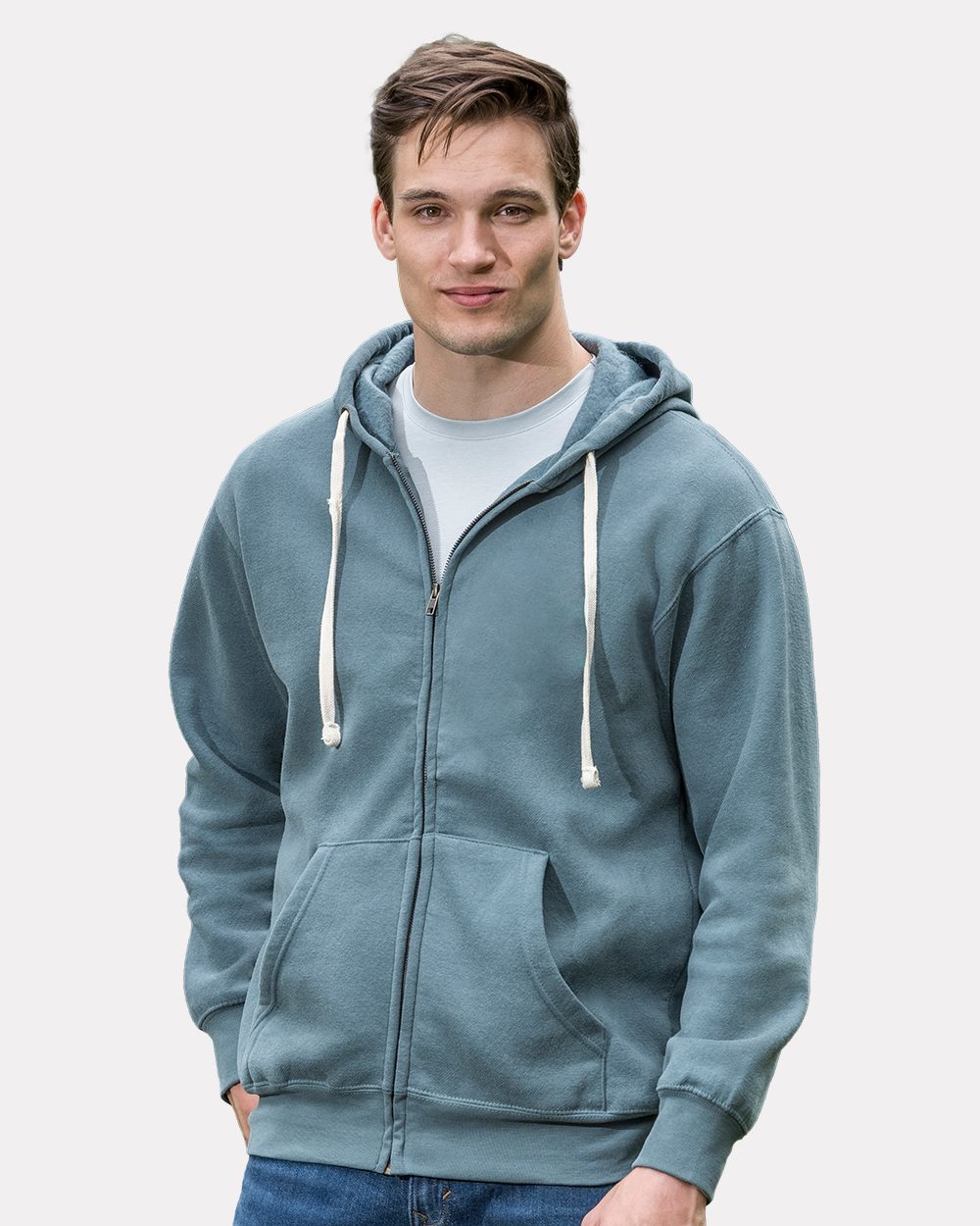 Unisex Vintage Fleece Full-Zip Hooded Sweatshirt - 22132 6