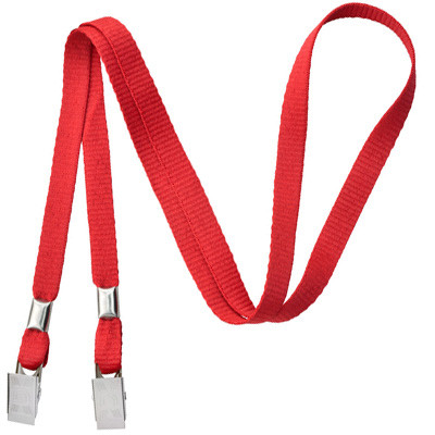 3/8" Blank Double Ended Lanyard w/Bulldog Clip (Red) 1