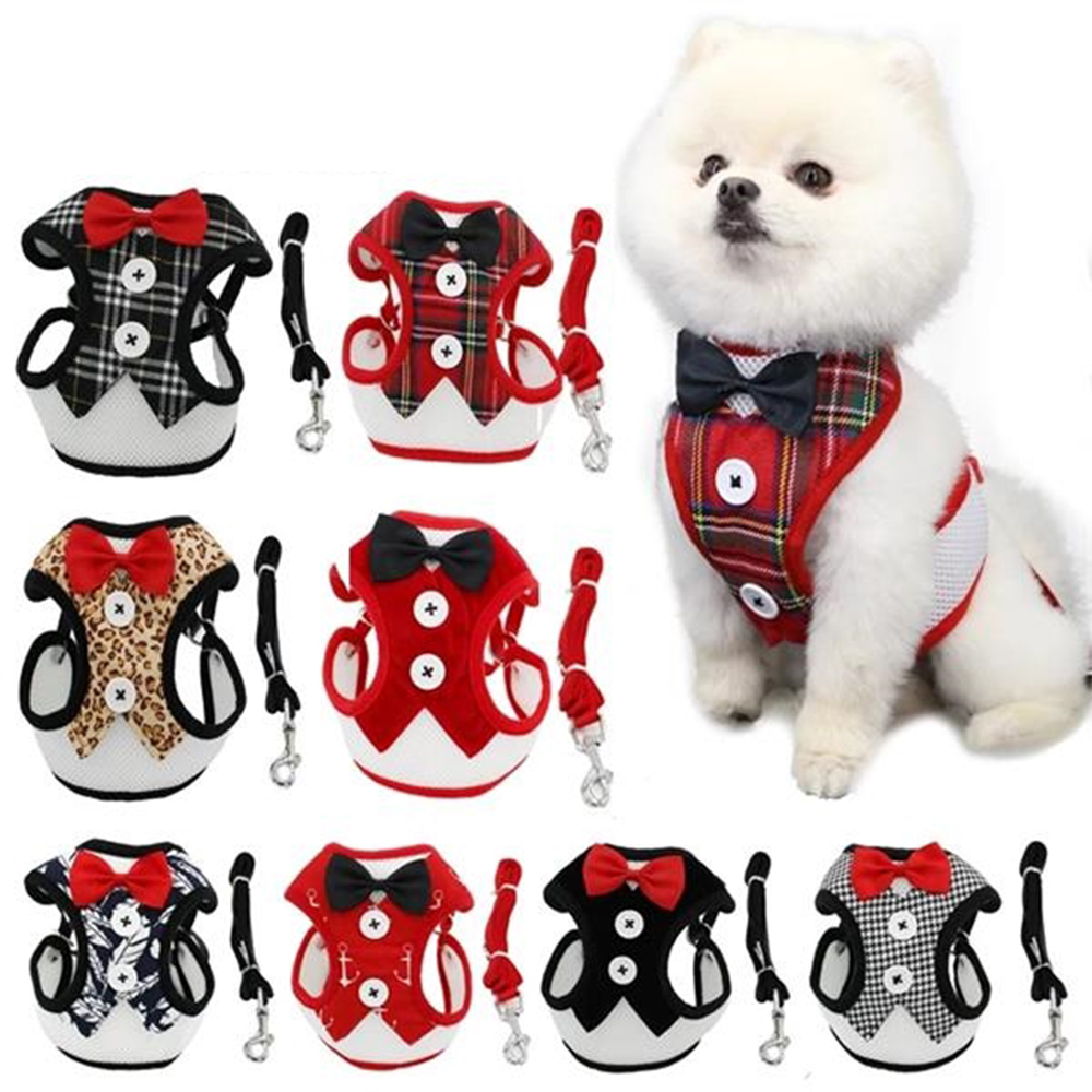 Elegant Bow Dog Collars Necktie Traction Rope Adjustable 2