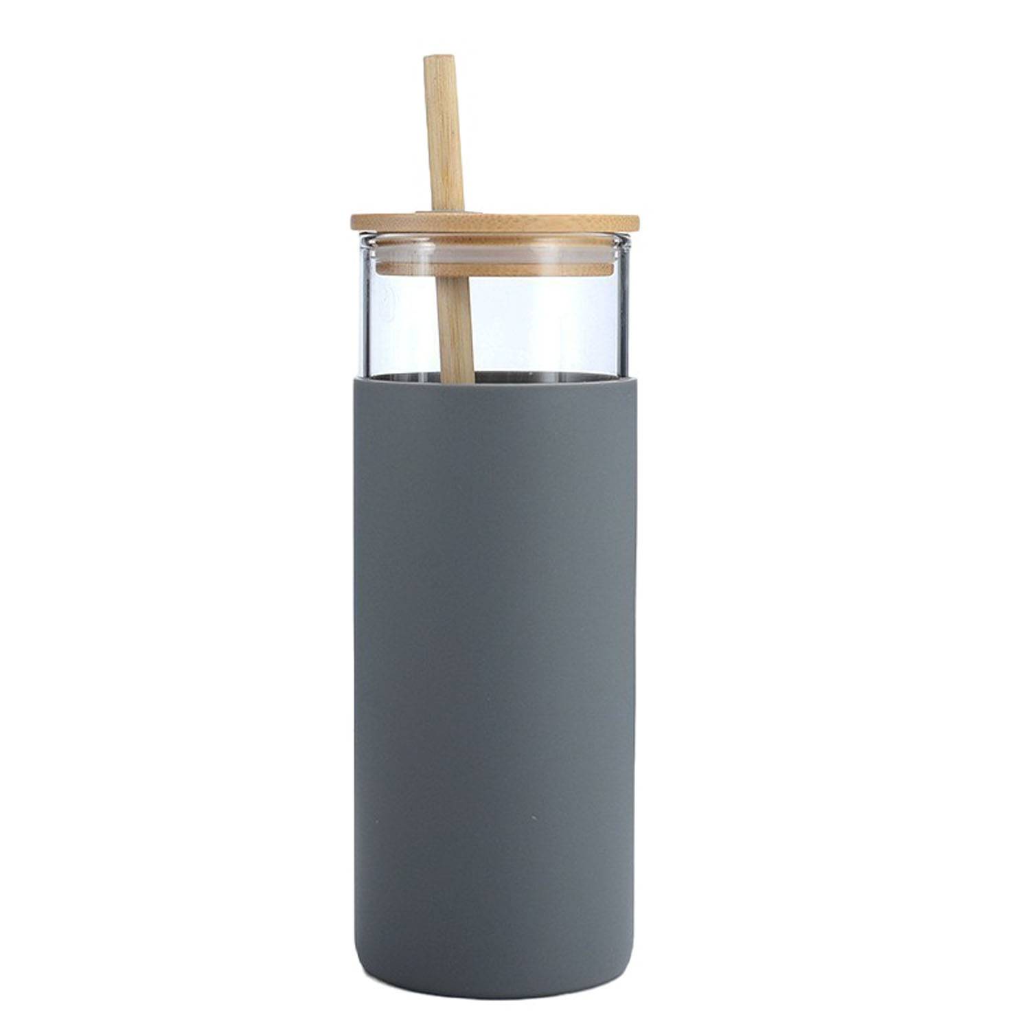 17oz Reusable Bamboo Lid Glass Cup w/ Straw 10