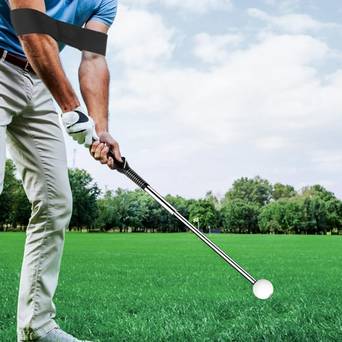 Golf Swing Trainer Aid with Grip Guide and Practice Ball 4