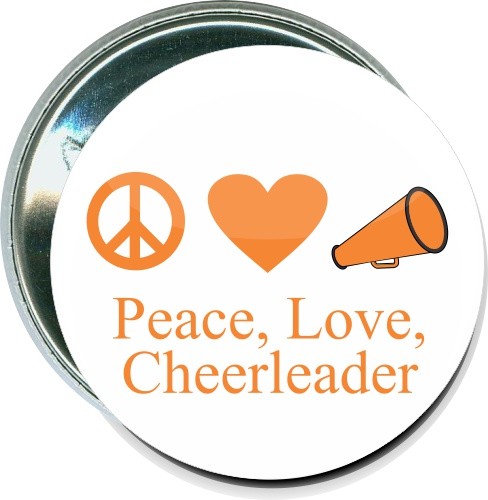 Peace, Love, Cheerleader, Cheerleading Button 1