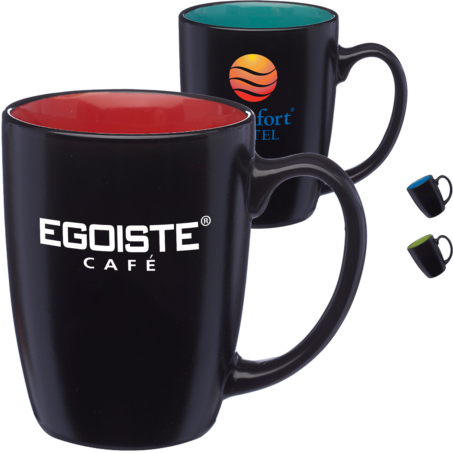 12 oz Two-Tone Black ceramic Coffee Mug w/ Custom Imprint 2