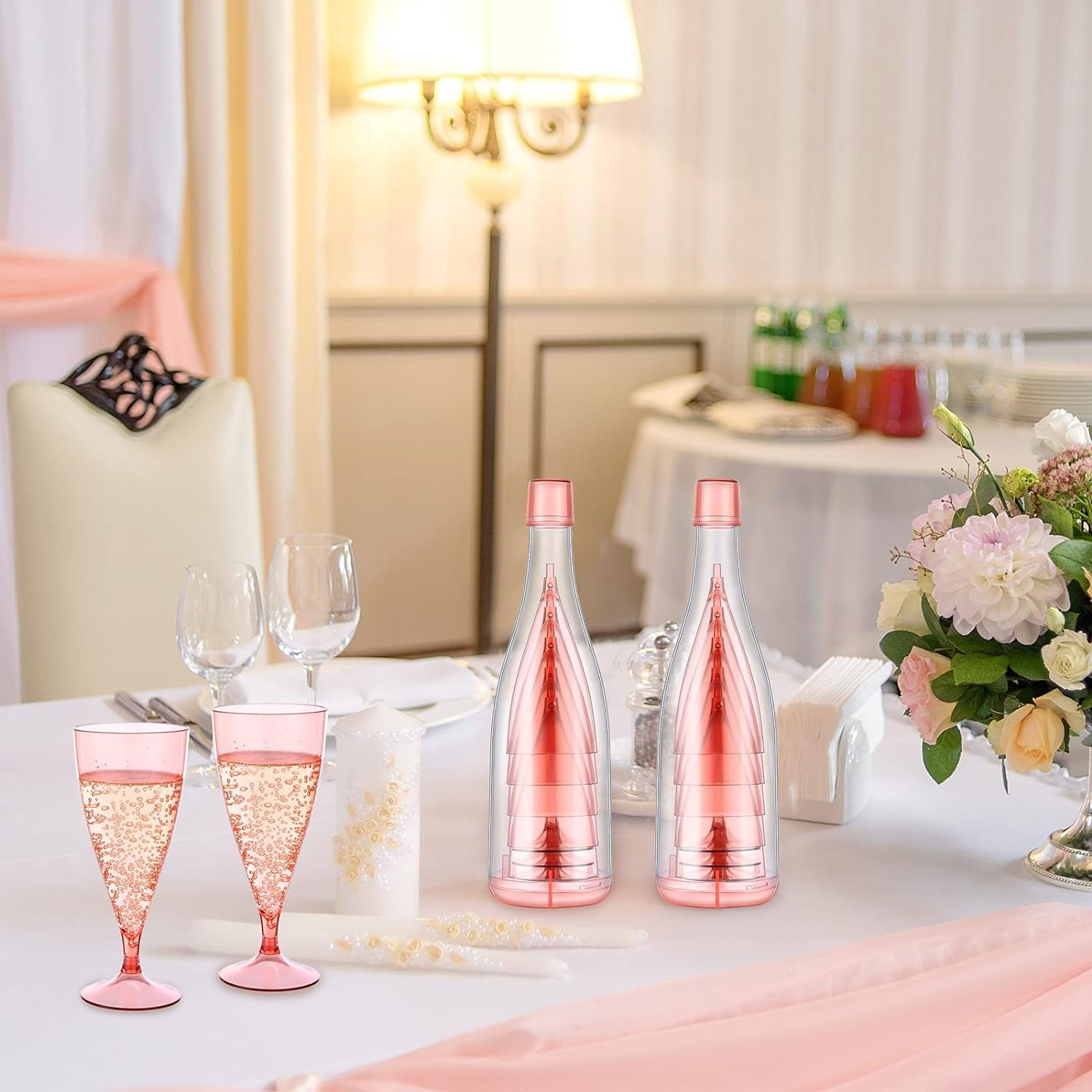 Champagne Flute Wine Glasses with Storage Bottle 2