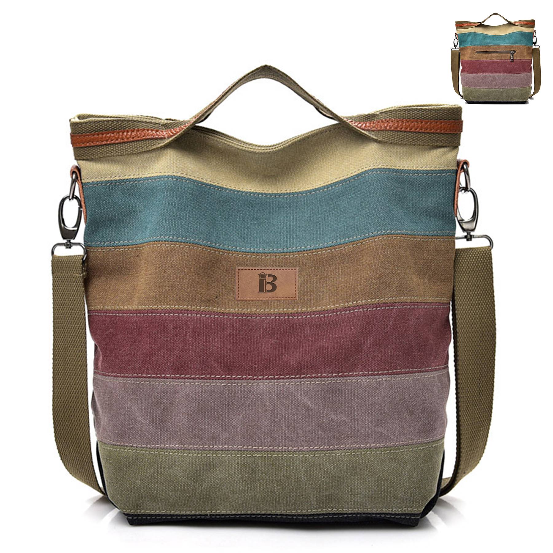 Canvas Patchwork Women's Shoulder Tote Bag