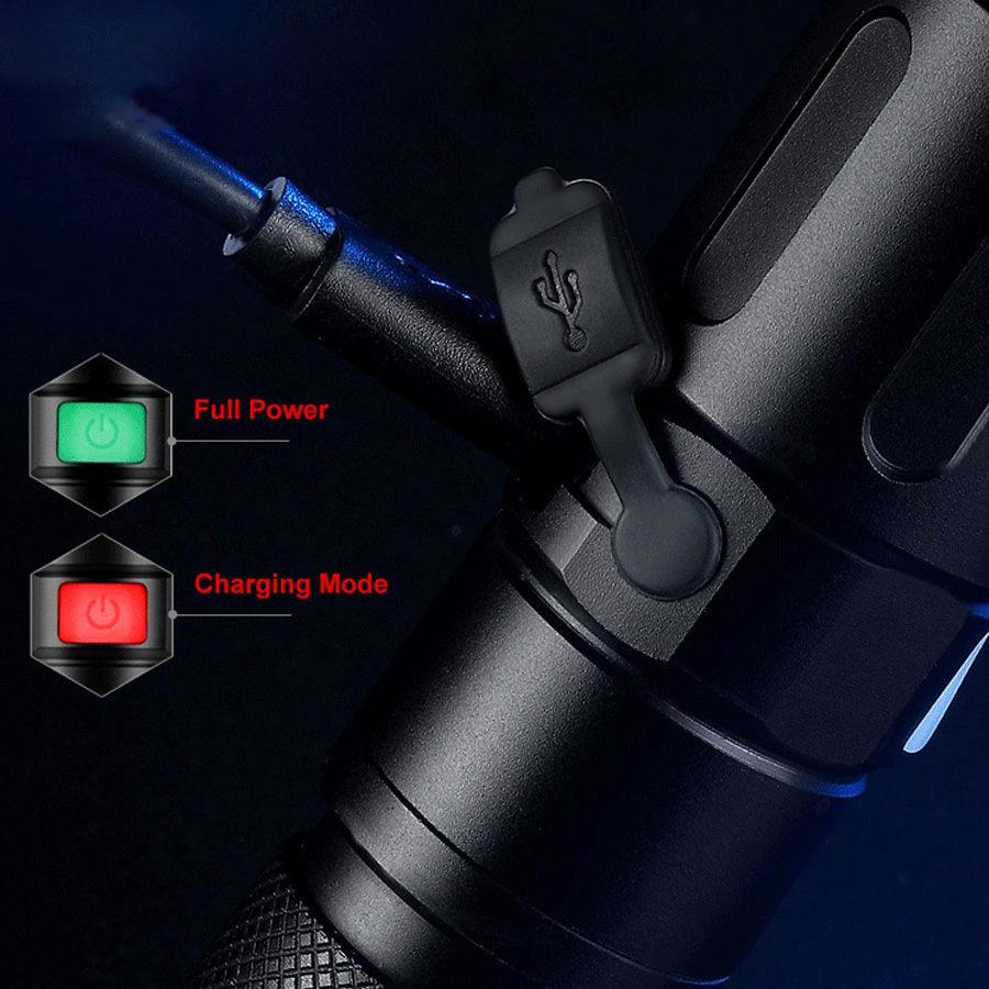 LED 1500 Lumens Zoomable Flashlight Extremely Bright, Water Resistant, USB-C Powered Rechargeable 9