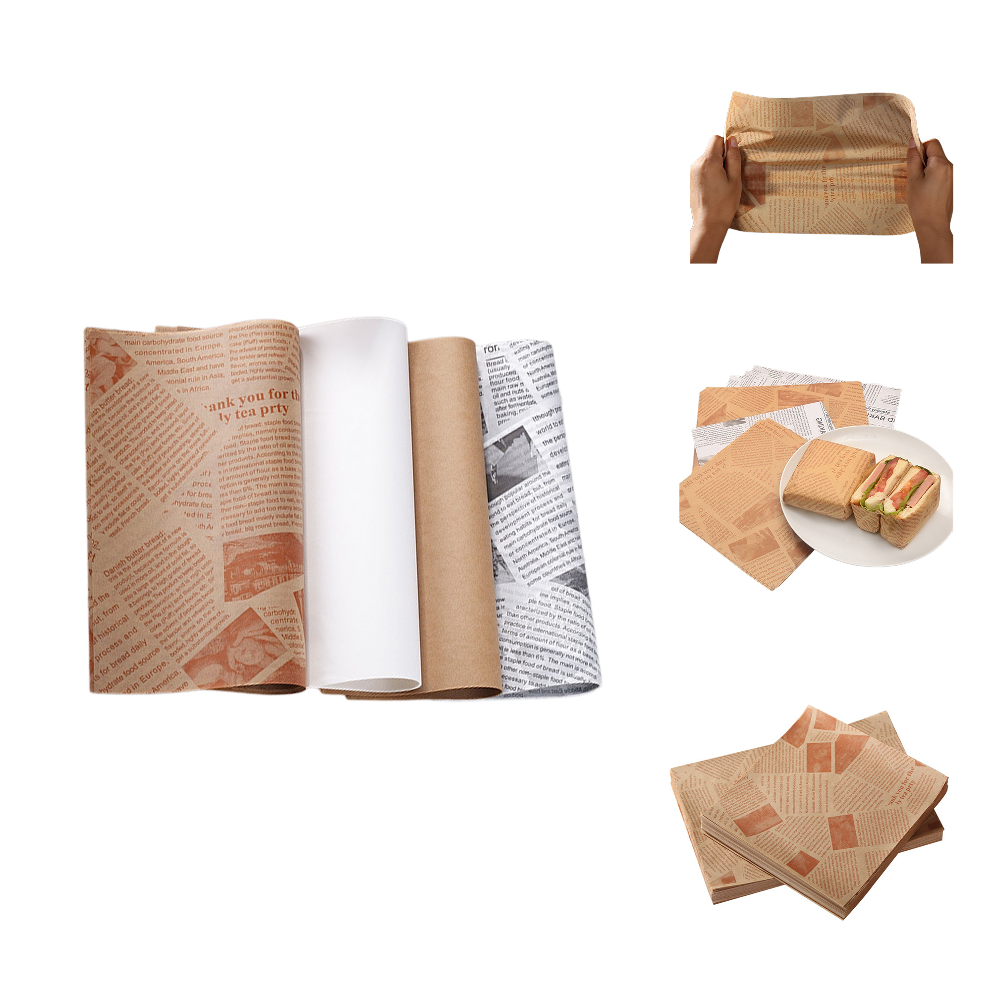 Oil Resistant Hamburger Food Wrapping Paper MOQ1000 1