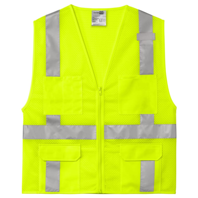 CornerStone ANSI 107 Class 2 Mesh Six-Pocket Zippered Vest. 2
