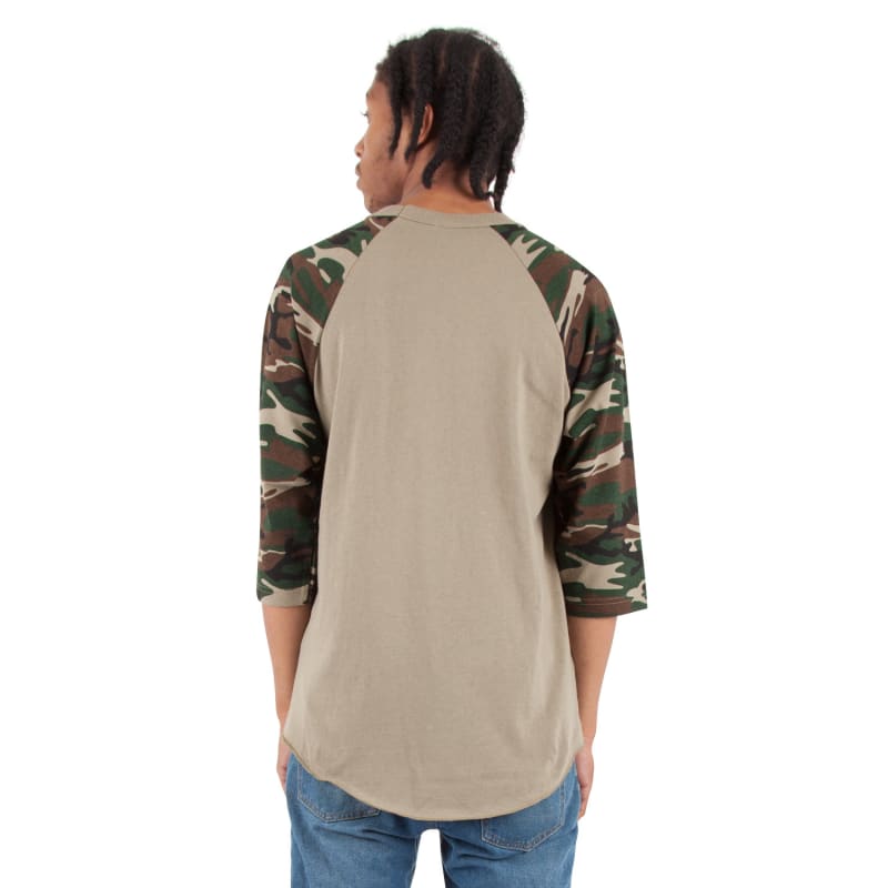 Shaka Wear Adult Three-Quarter Sleeve Camo Raglan T-Shirt 8