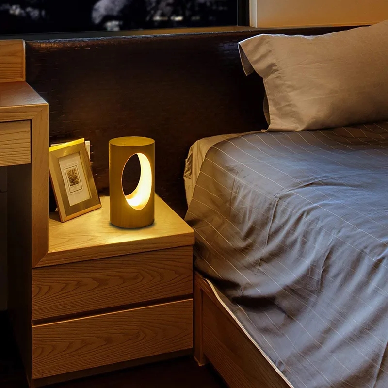 Wood Desk Lamp Bedside Night Light 6