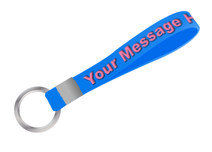 1/2 Inch Wide Emboss-Color Silicone Wristband Keychain 2