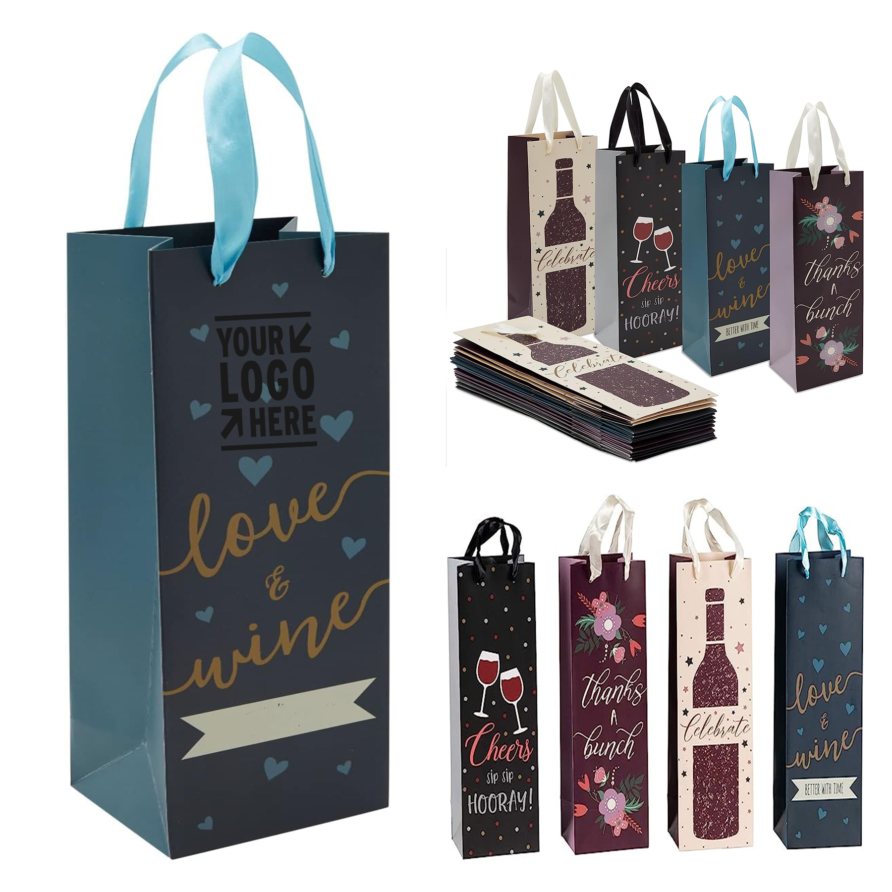 4.6 x 13.7 x 4 Inches Wine Bottle Gift Bag with Handle 2