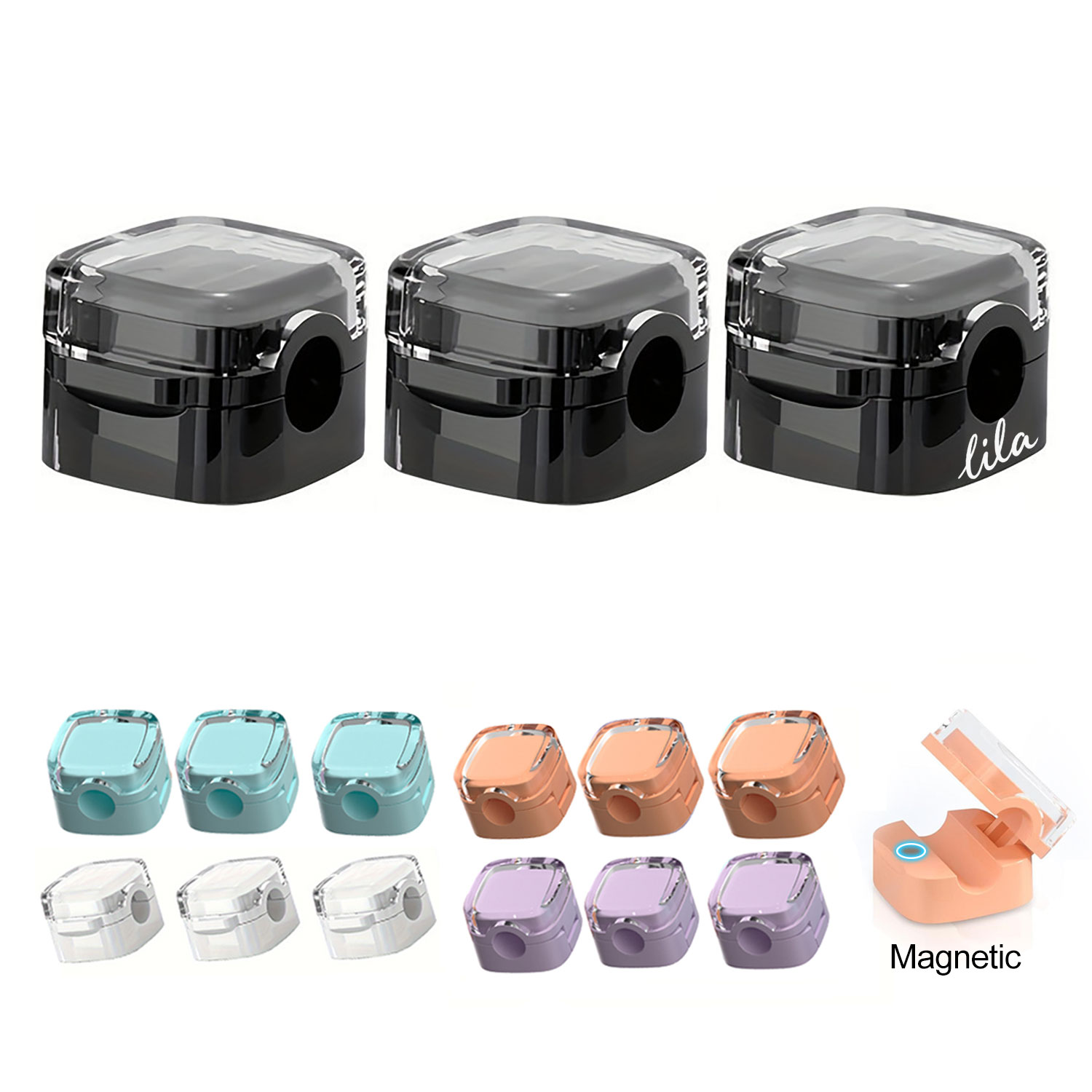 3Pcs ABS Magnetic Desktop Cable Organizer w/ Adhesive Base