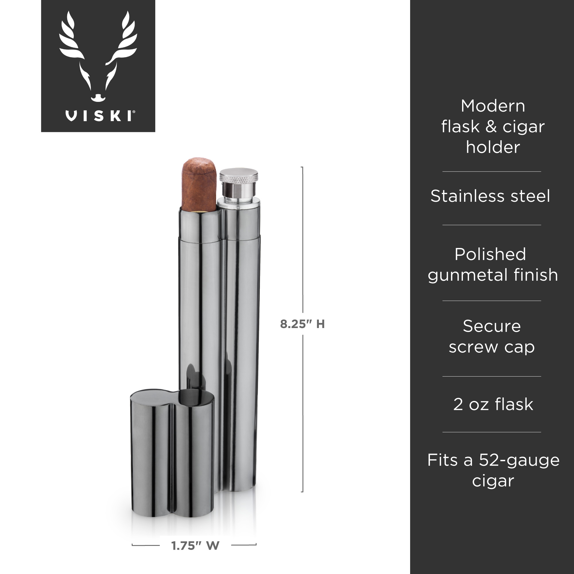 Viski® Warren Cigar Holder and Flask 8