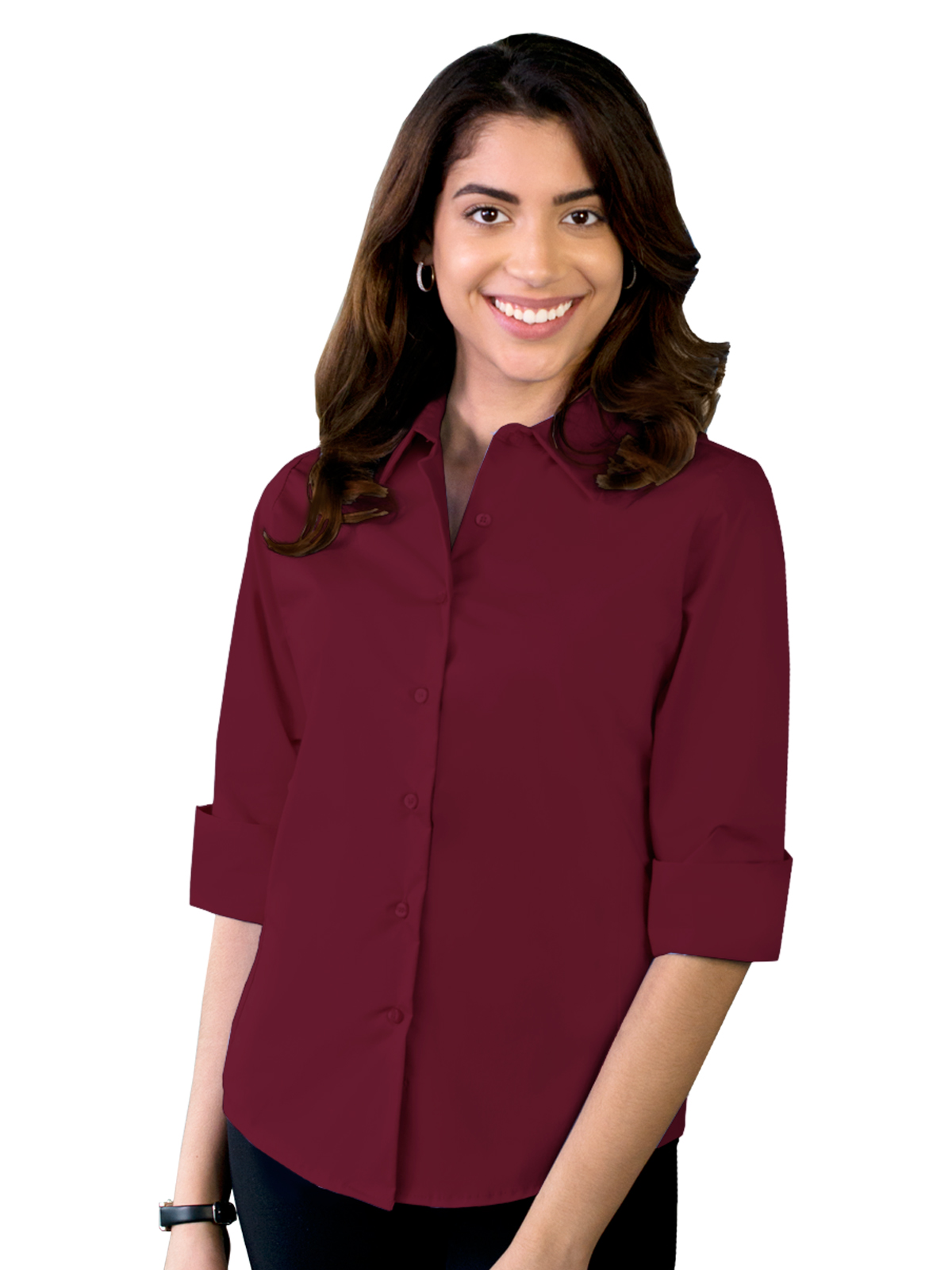 Blue Generation - Women's Pocketless 3/4-Sleeve Stretch Poplin Shirt 34