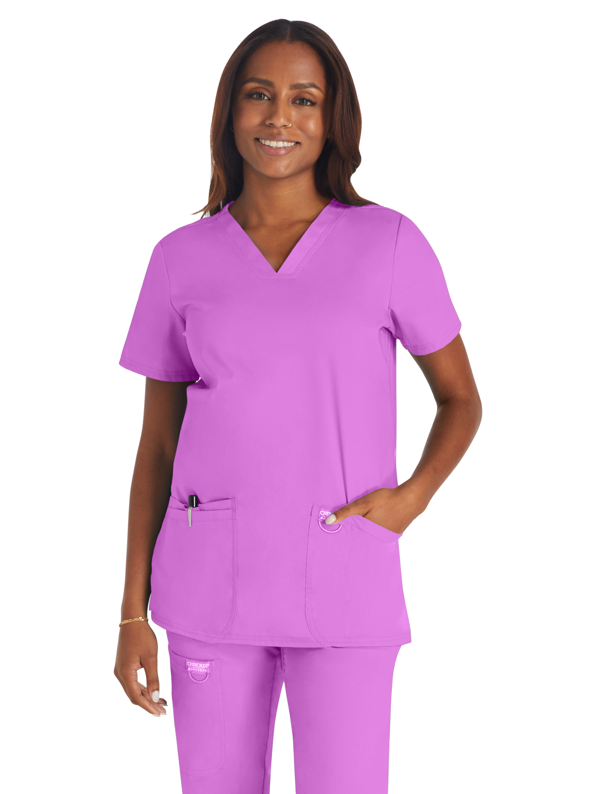 Cherokee - Workwear Revolution - Women's 3-Pocket V-Neck Top 21