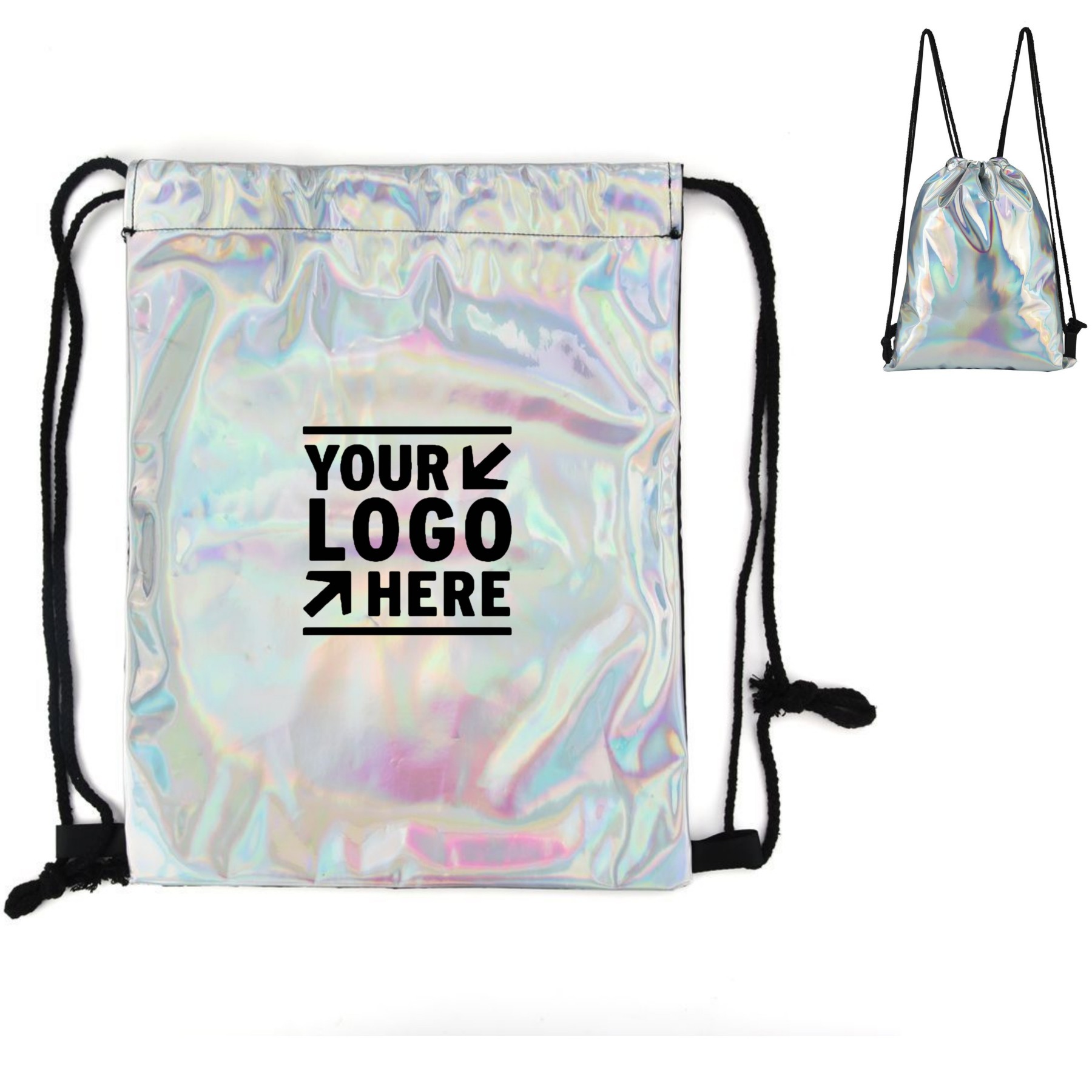 Shiny Holographic Drawstring Bag