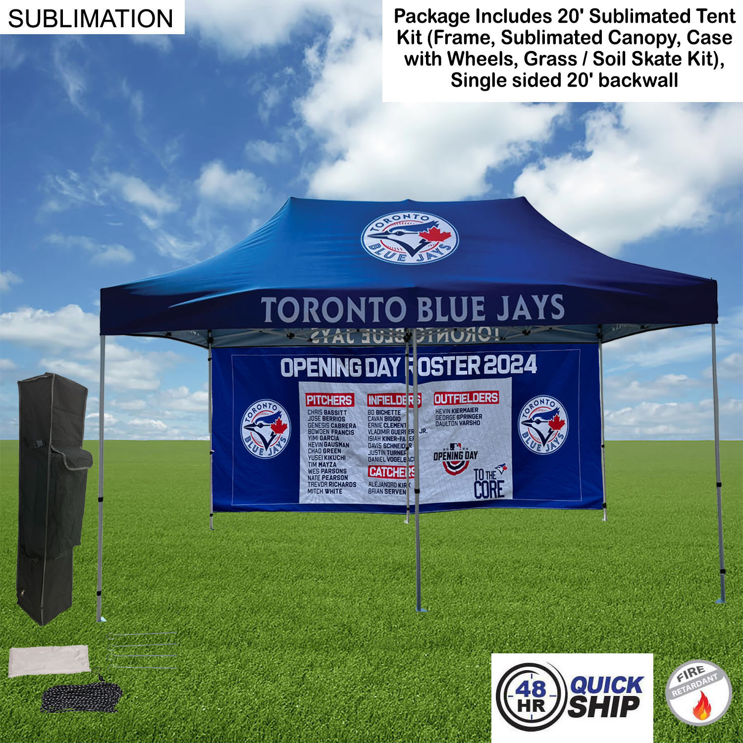 48 Hr Quick Ship - 20' Tent Backwall Package, 20' Sublimated Tent kit and Single sided 20' backwall 24