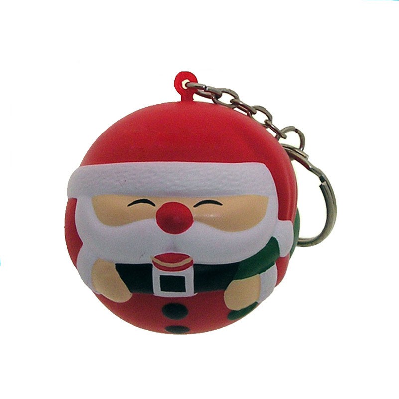 Santa Claus Christmas Themed Squishy Stress Reliever Toys w/ Keychain 2