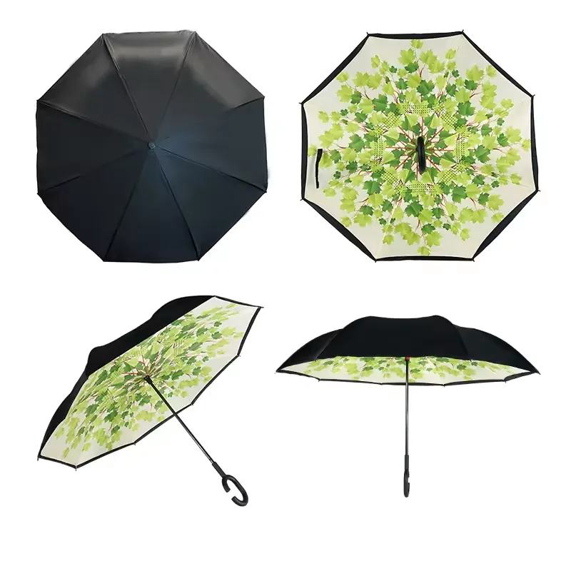 Double Layer Folding Inverted Umbrella With C-Shaped Handle 5