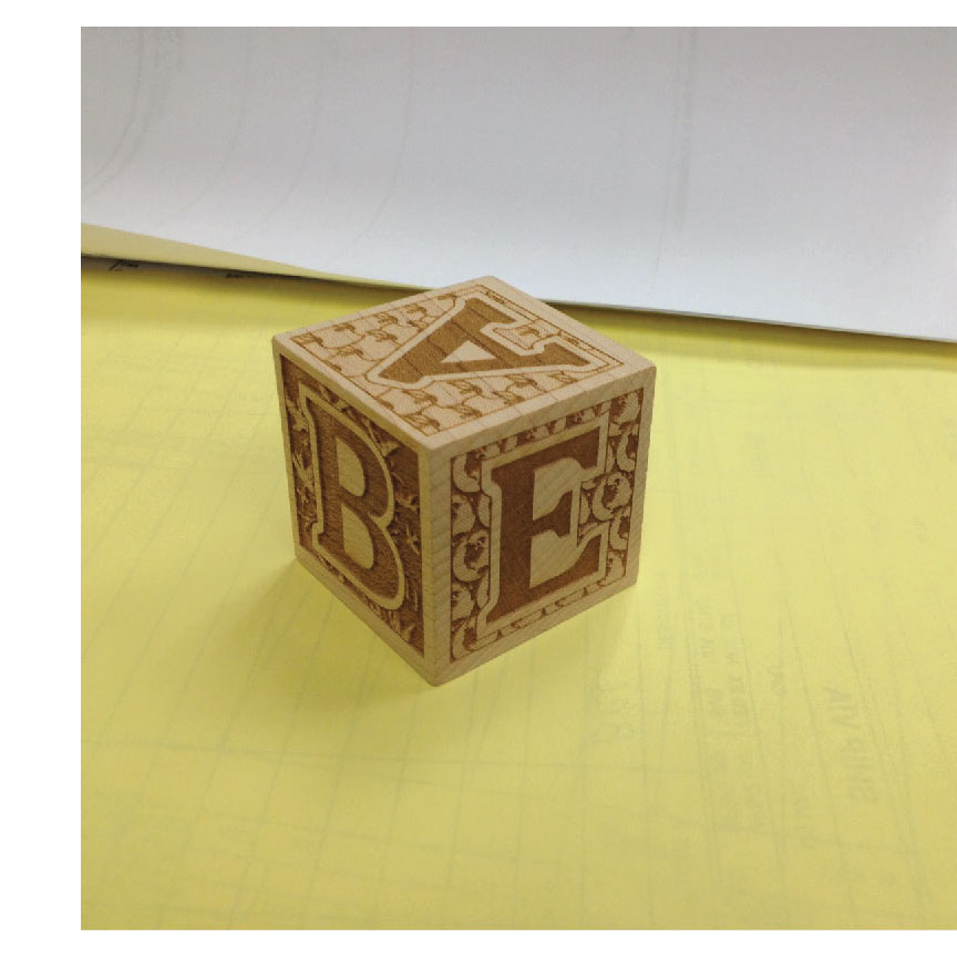 1-3/4" Wooden Cube with FIVE faces lasered 1