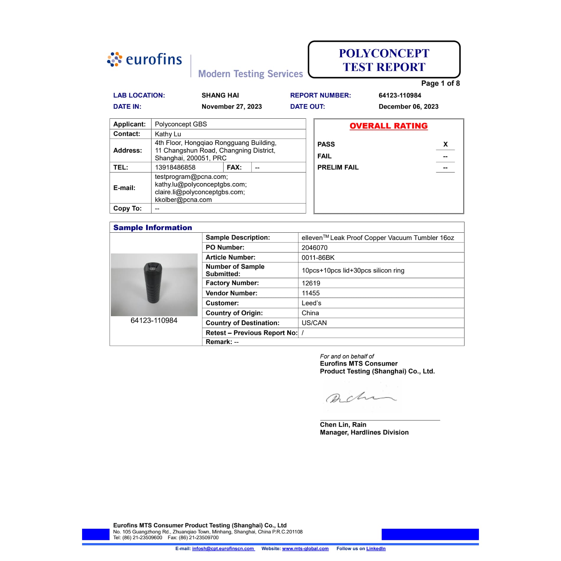 elleven™ Leak Proof Copper Vacuum Tumbler 16oz 12