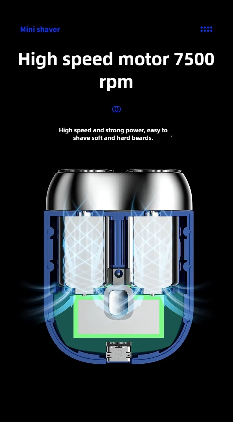 2025 Mini Dual Head Electric Shaver USB C Rechargeable Waterproof Travel Razor for Men 6