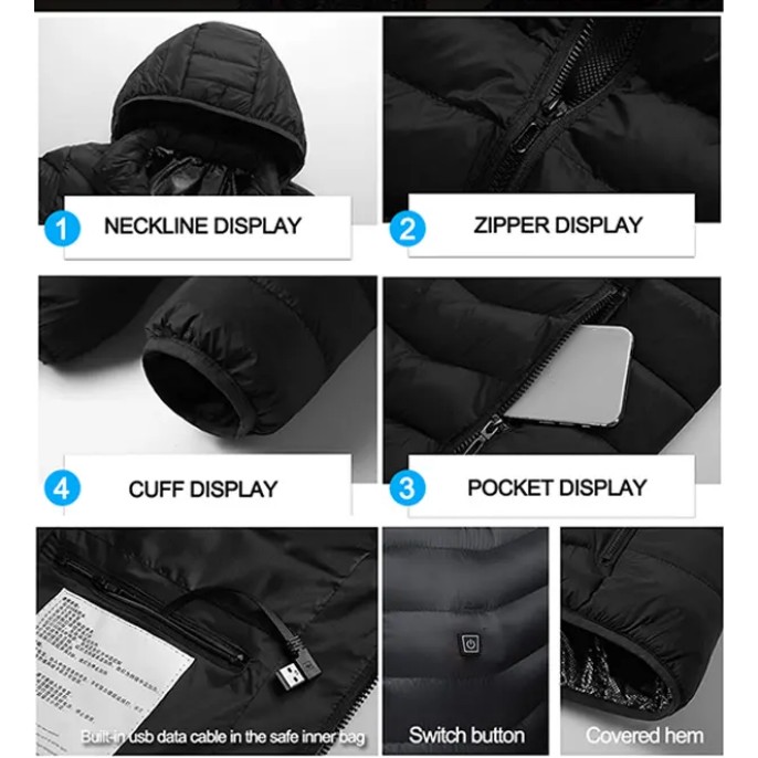 4 Area Heating Winter Jacket Waterproof Puffer Padding Jackets 4
