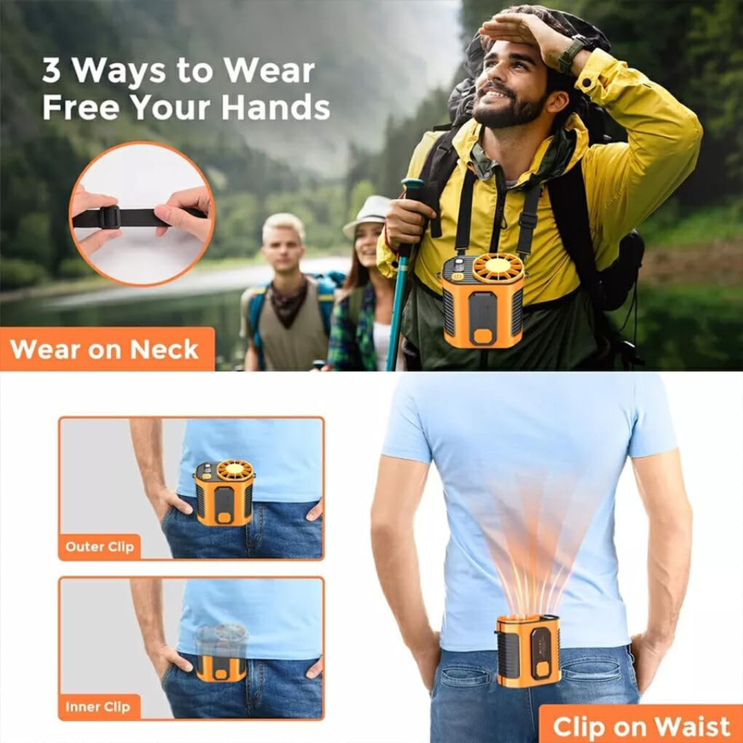 BreezeMax Lite 3-in-1: Waist-Mounted Fan, Flashlight & Power Bank 1