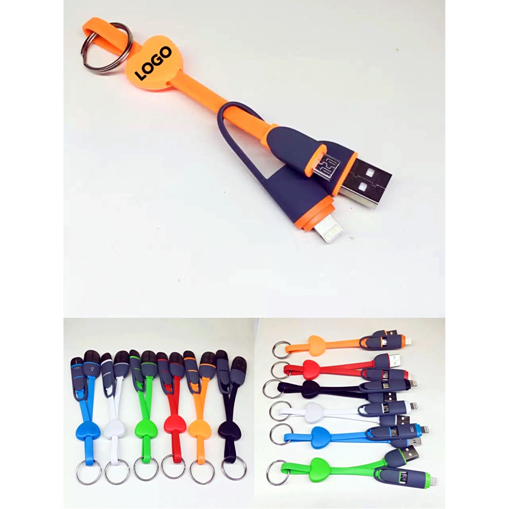 2-In-1 Heartshape Keychain Charging Cable 3
