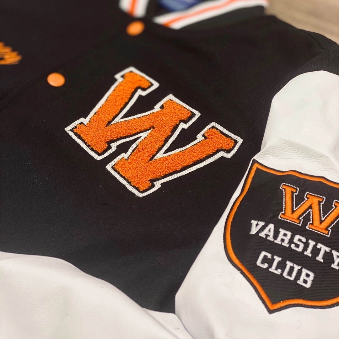 Vegan Leather and Wool Varsity Letterman Jacket 14