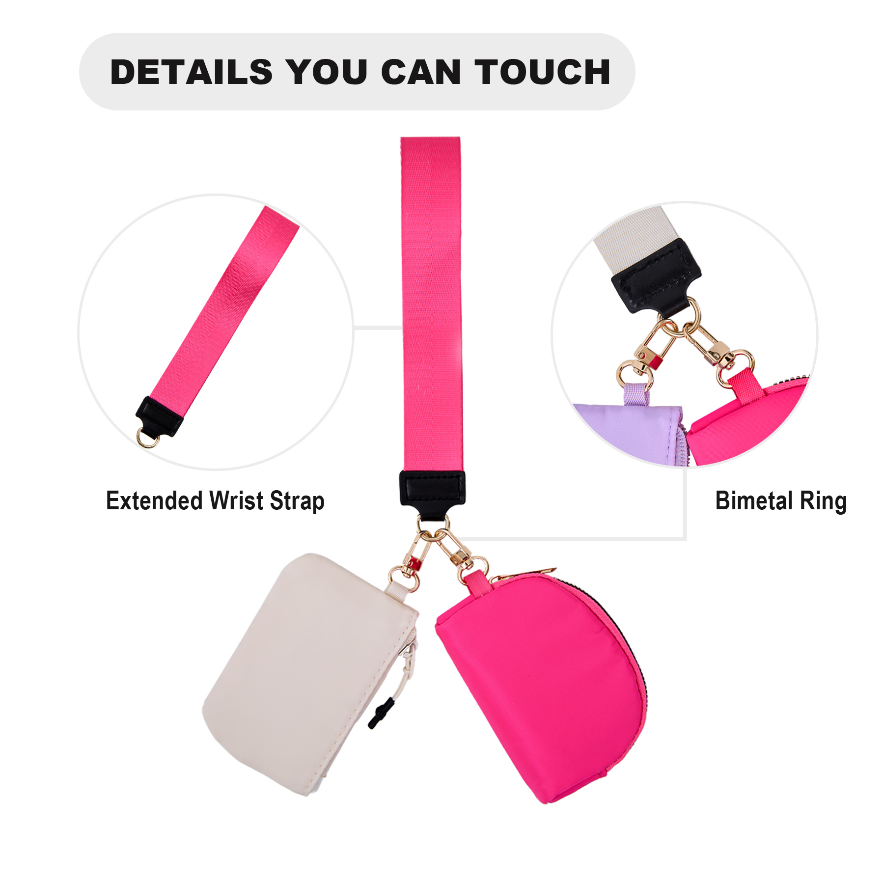 Dual Pouch Wristlet Keychain Lanyard 3