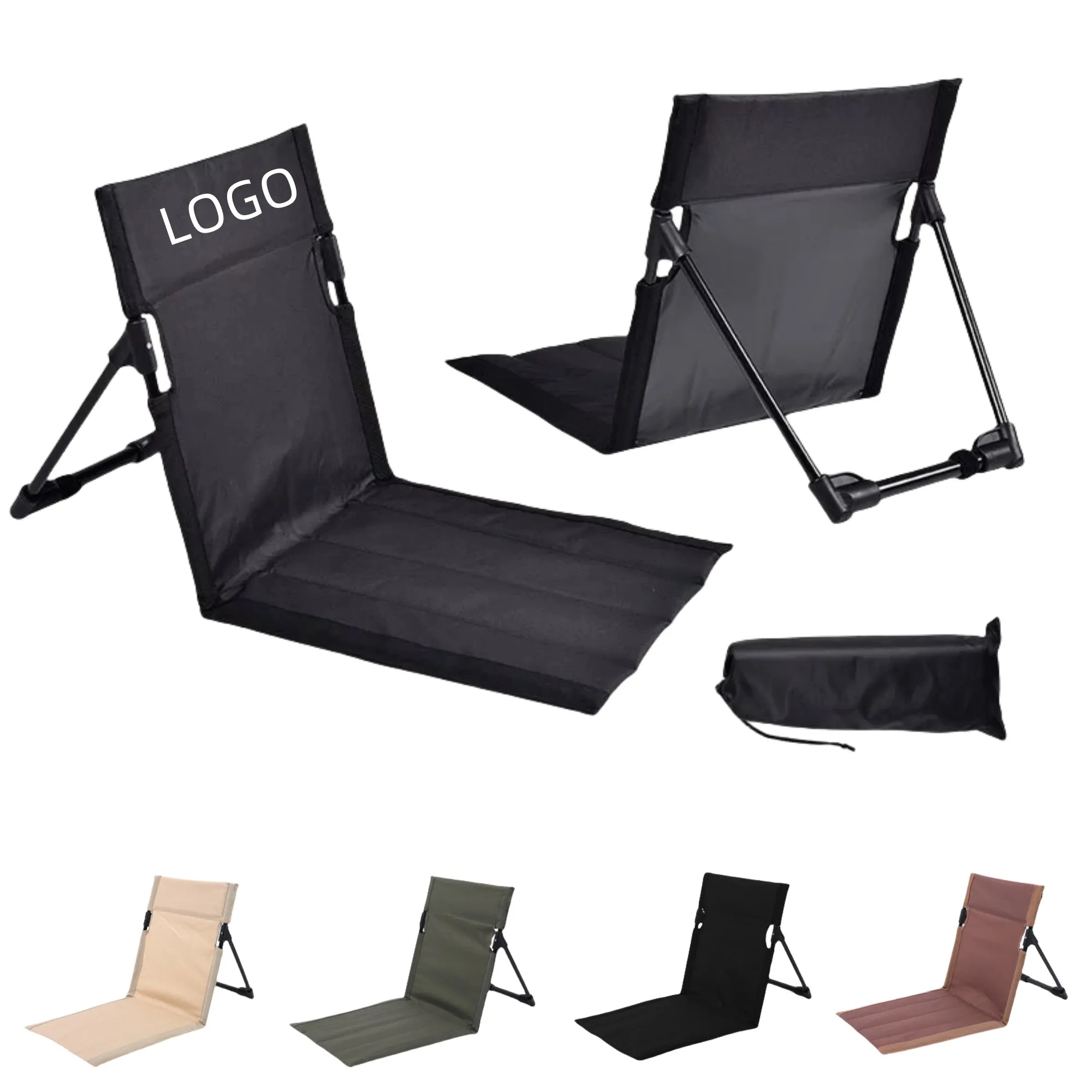 Outdoor Lawn Backrest Folding Beach Chair with Carry Bag
