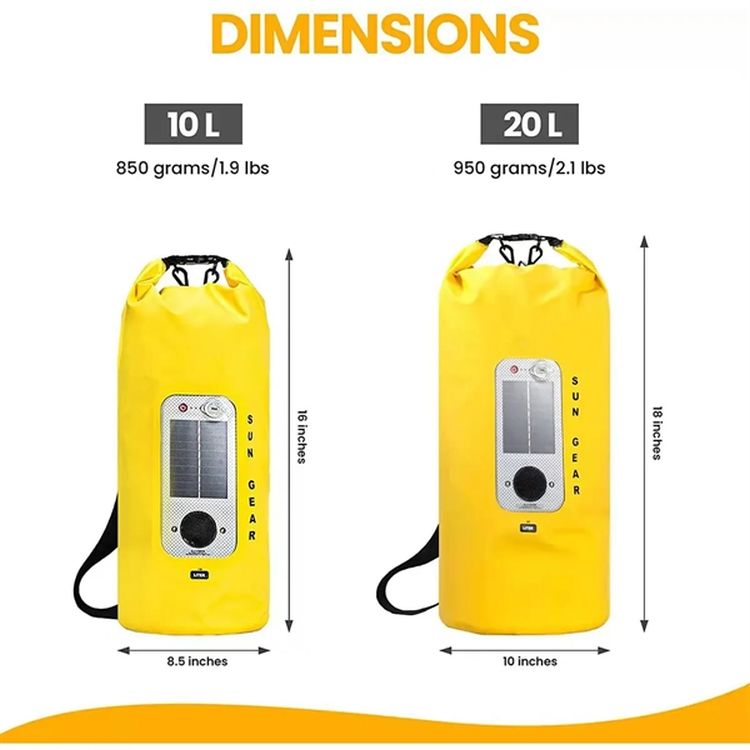 20L Waterproof Dry Bag with Bluetooth Speaker & LED Light 3