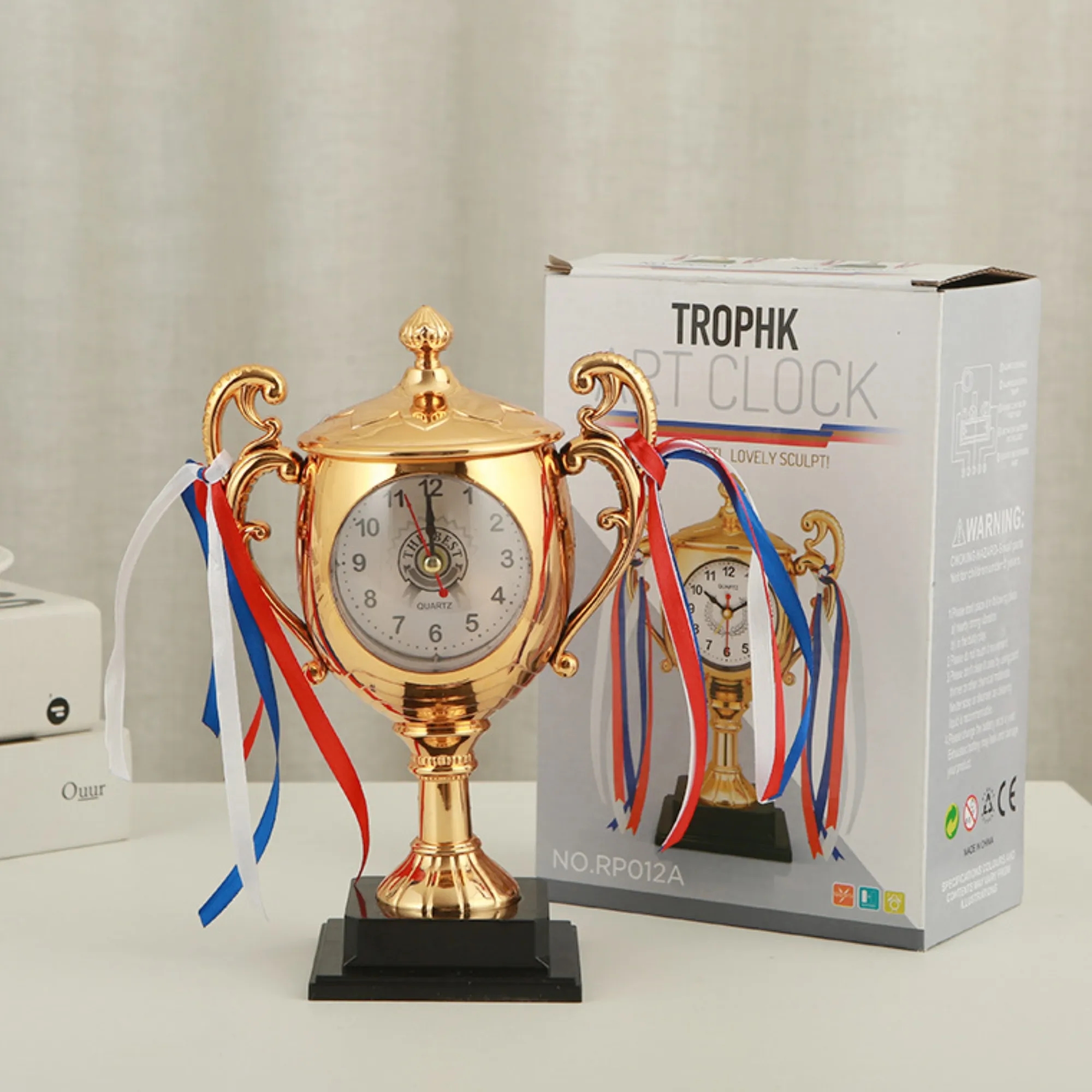Trophy - Shaped Desk Clock, Custom Logo, Corporate Award 4