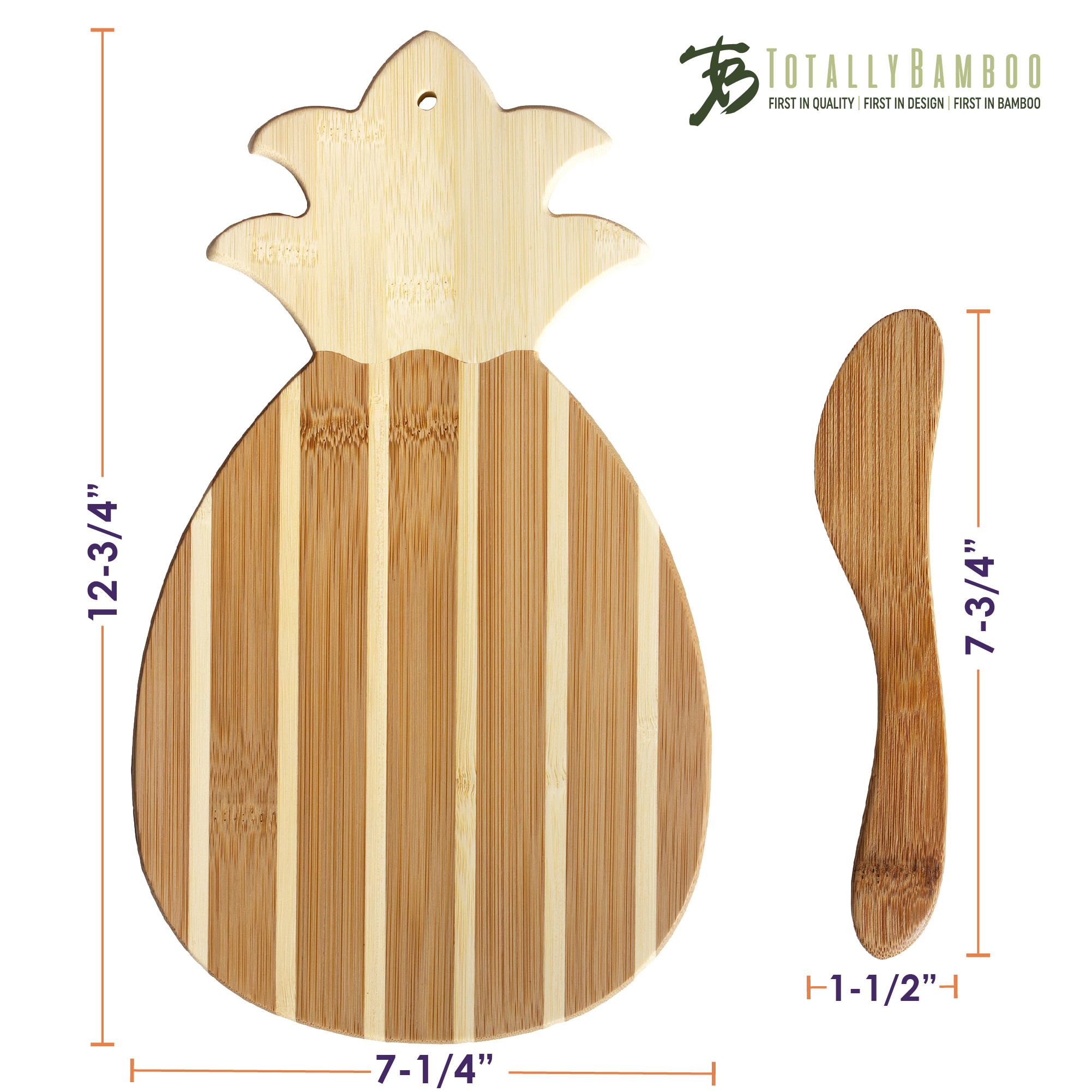 Pineapple Charcuterie Board with Spreader Knife Gift Set 4