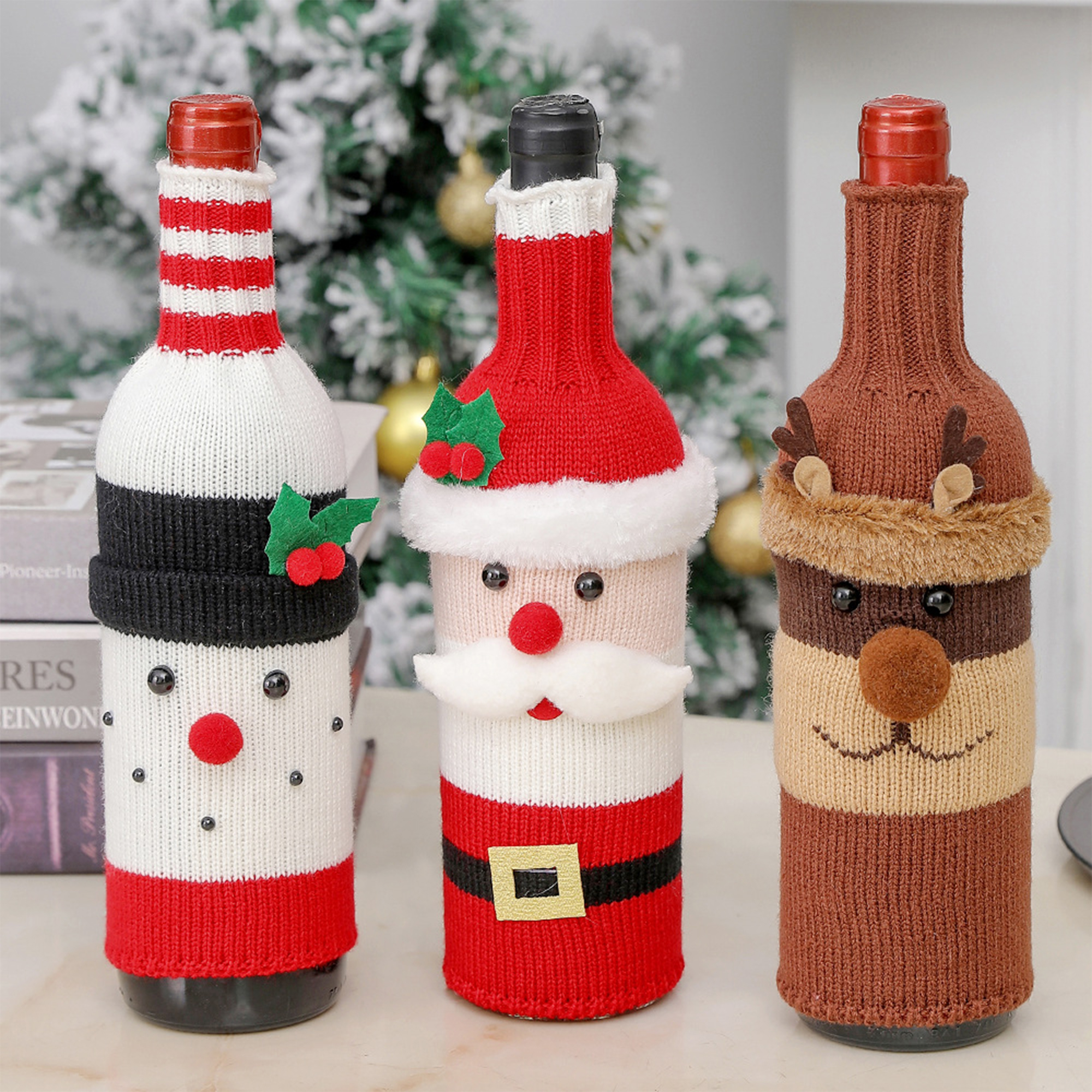 Christmas Decorative Knit Bottle Cover 1