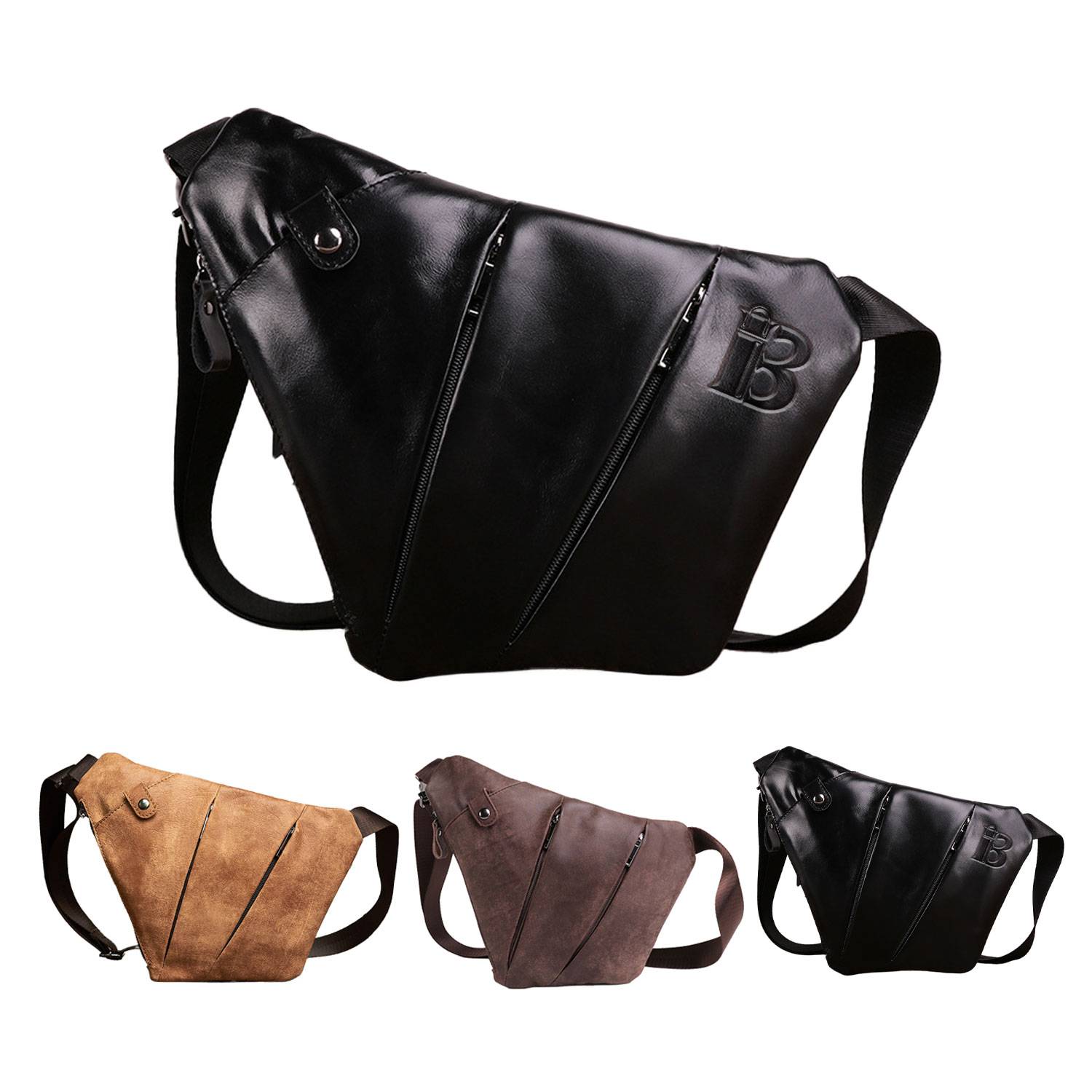 Men's Outdoor Sports Genuine Leather Crossbody Bag 1