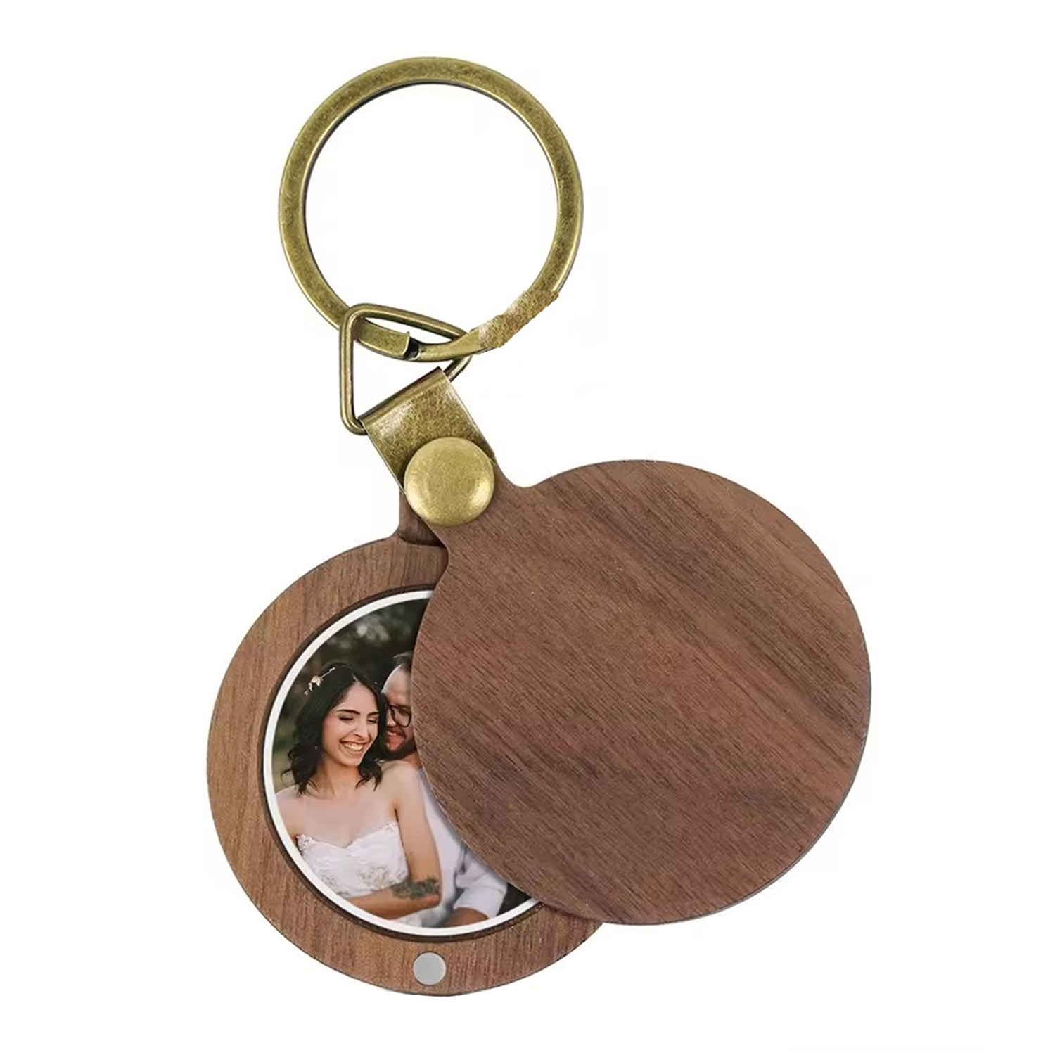 Round Wooden Photo Keychain 4