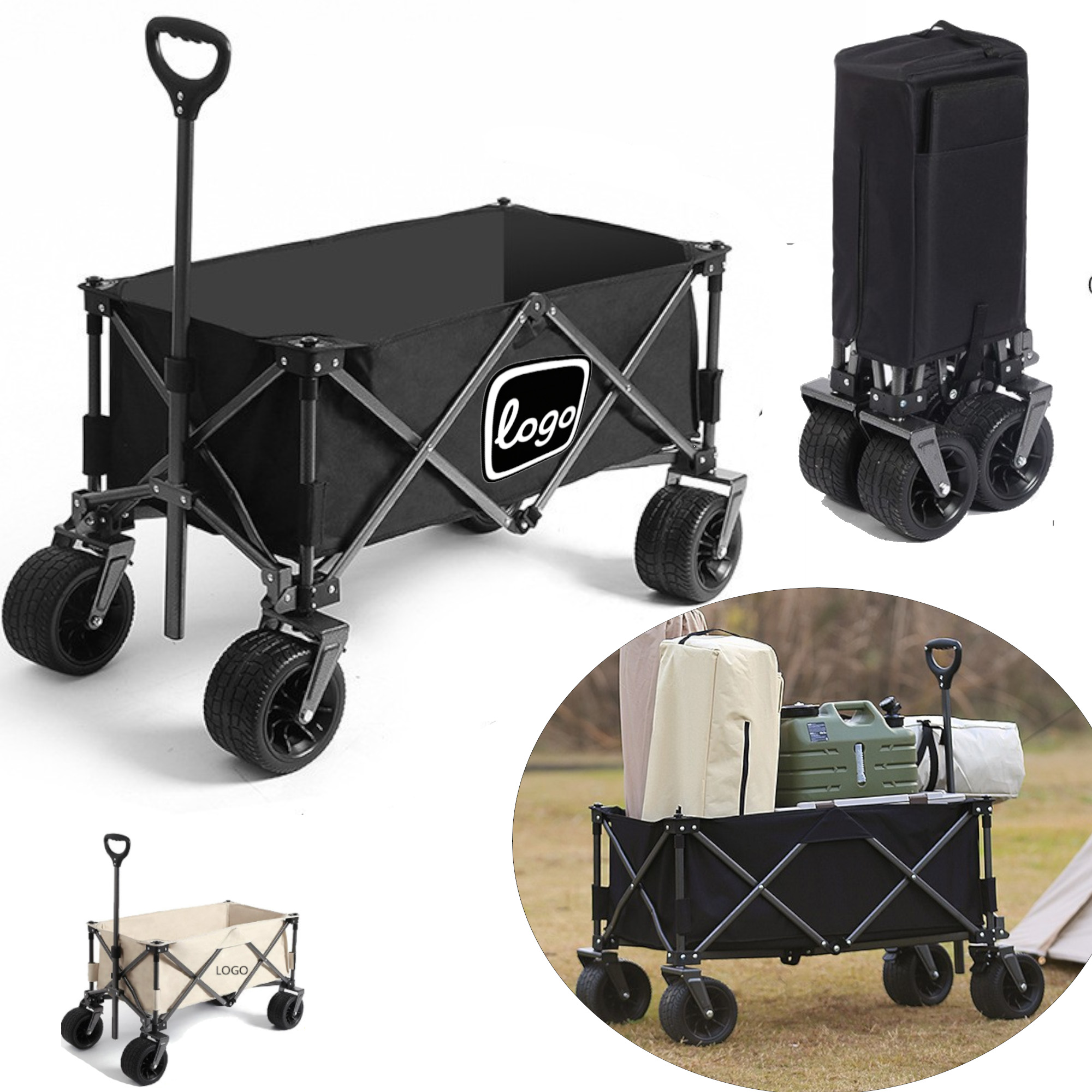 150L Portable 4 Large Wheels Foldable Wagon Hand Truck Cart Trolley For Camping 6