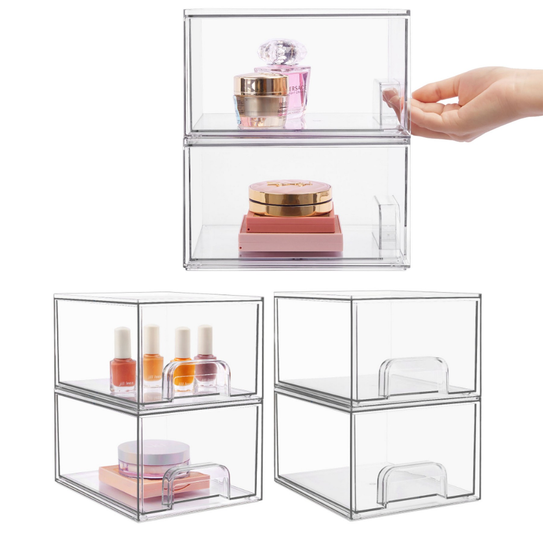 Stackable Cosmetic Clear Storage Drawers 2