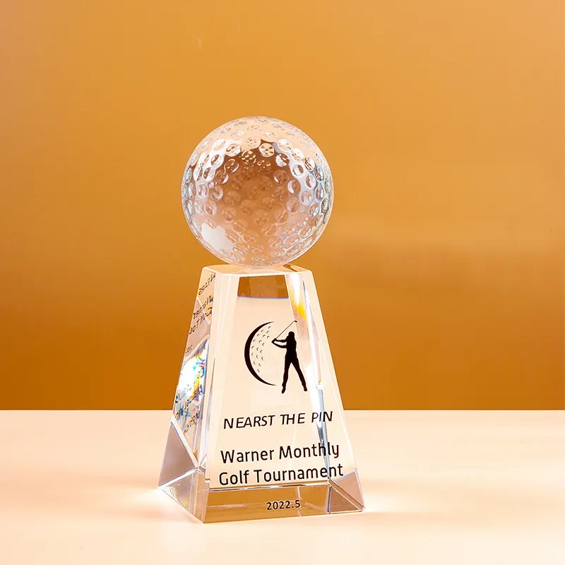 Clear Crystal Golf Trophy 3