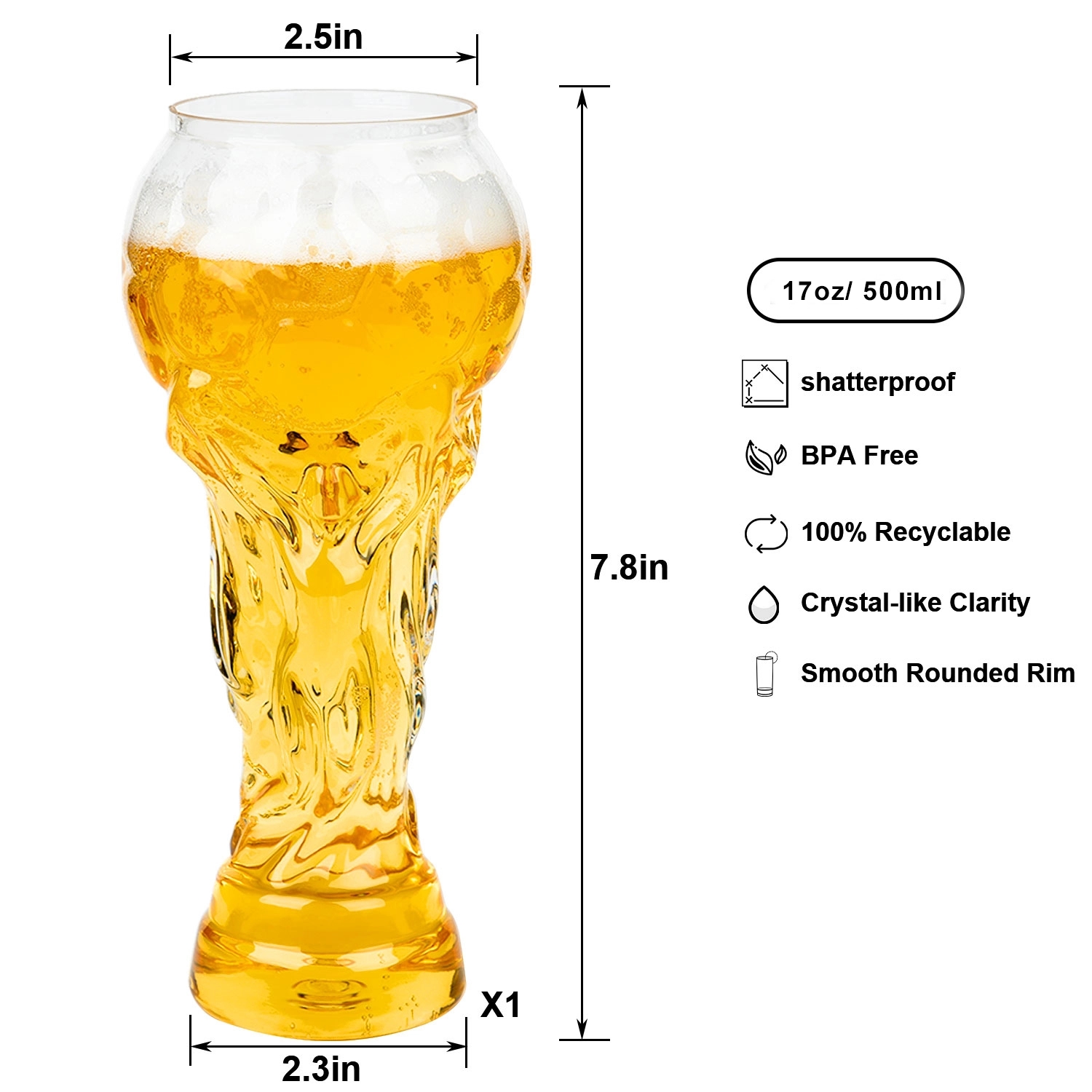 Tritan 16oz World Cup Beer Glass 1