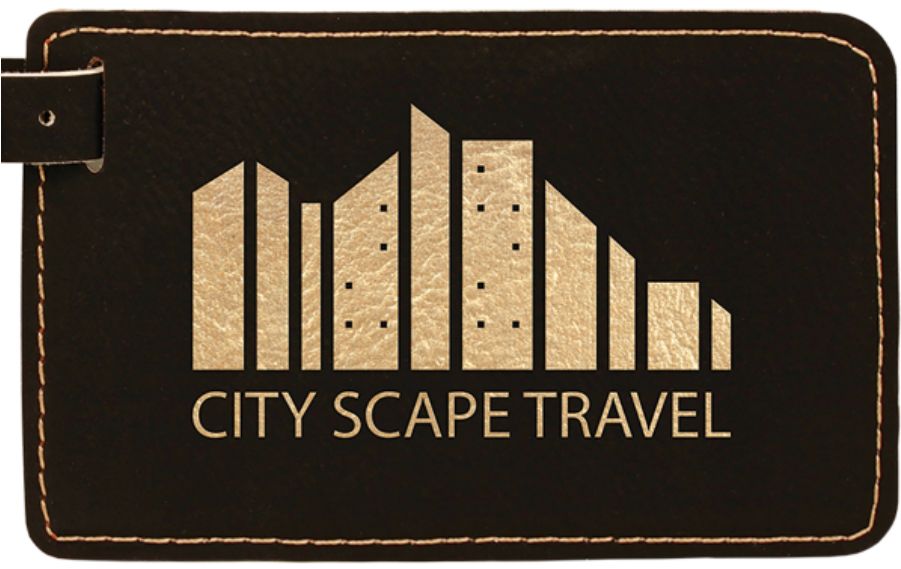 Black Faux Leather Luggage Tag 1