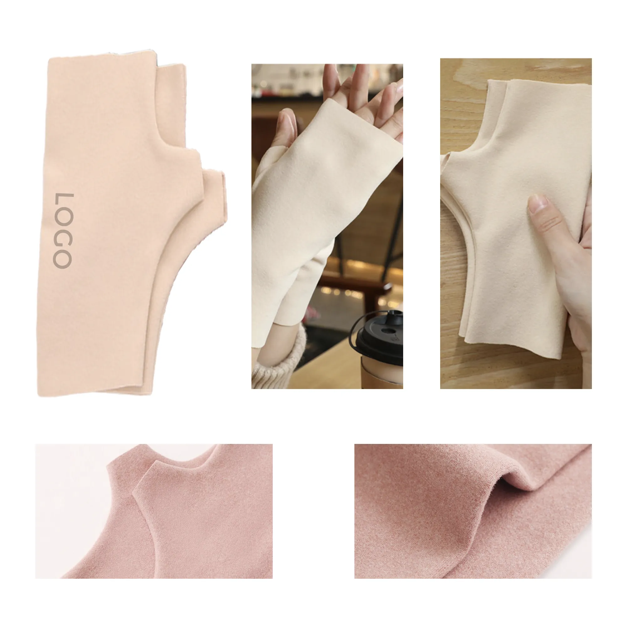 MOQ 10 PCS Thermal Dralon Fingerless Gloves
