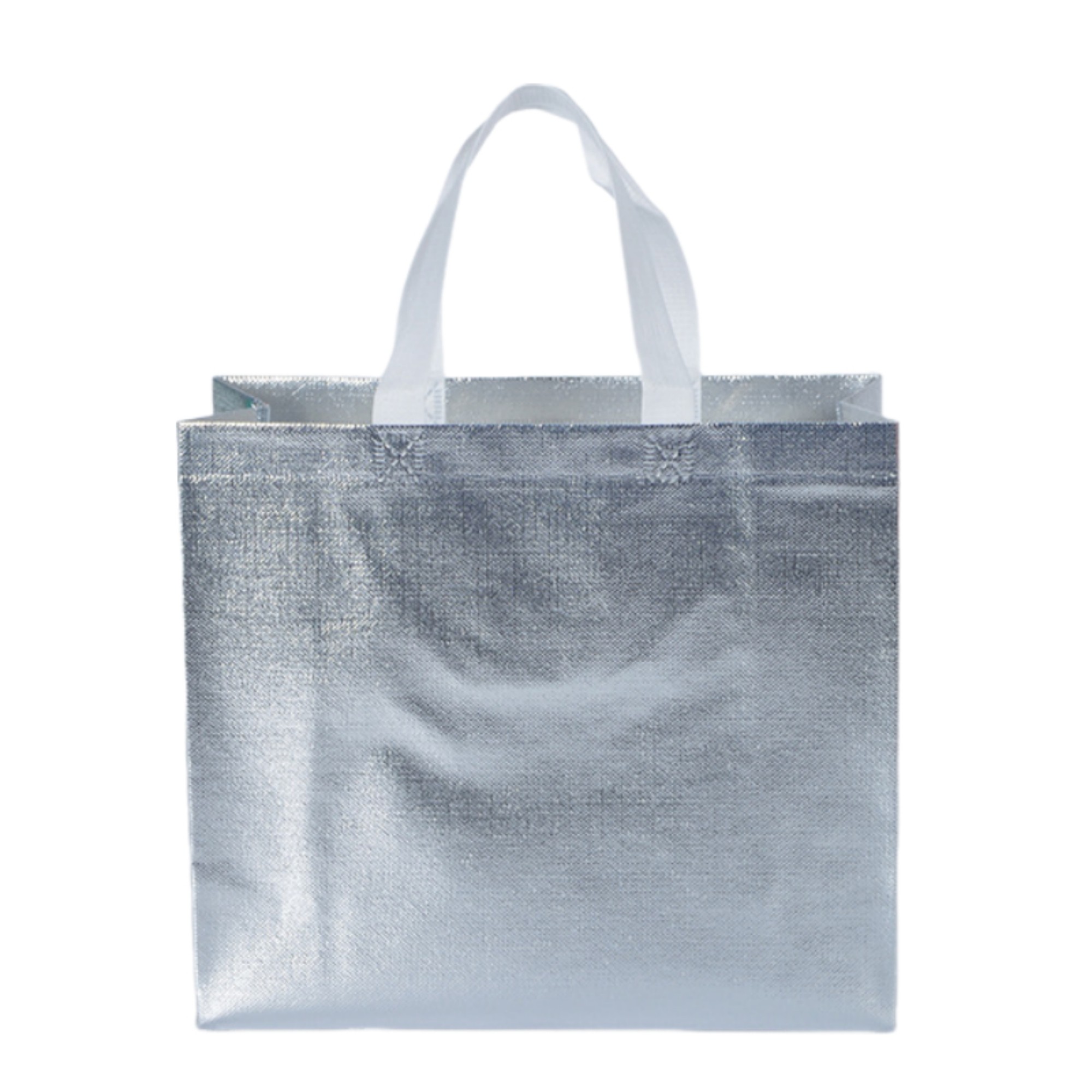 Laminated Non Woven Metallic Shopping Tote Bag 12.6" By 11.8" By 3.9" 6