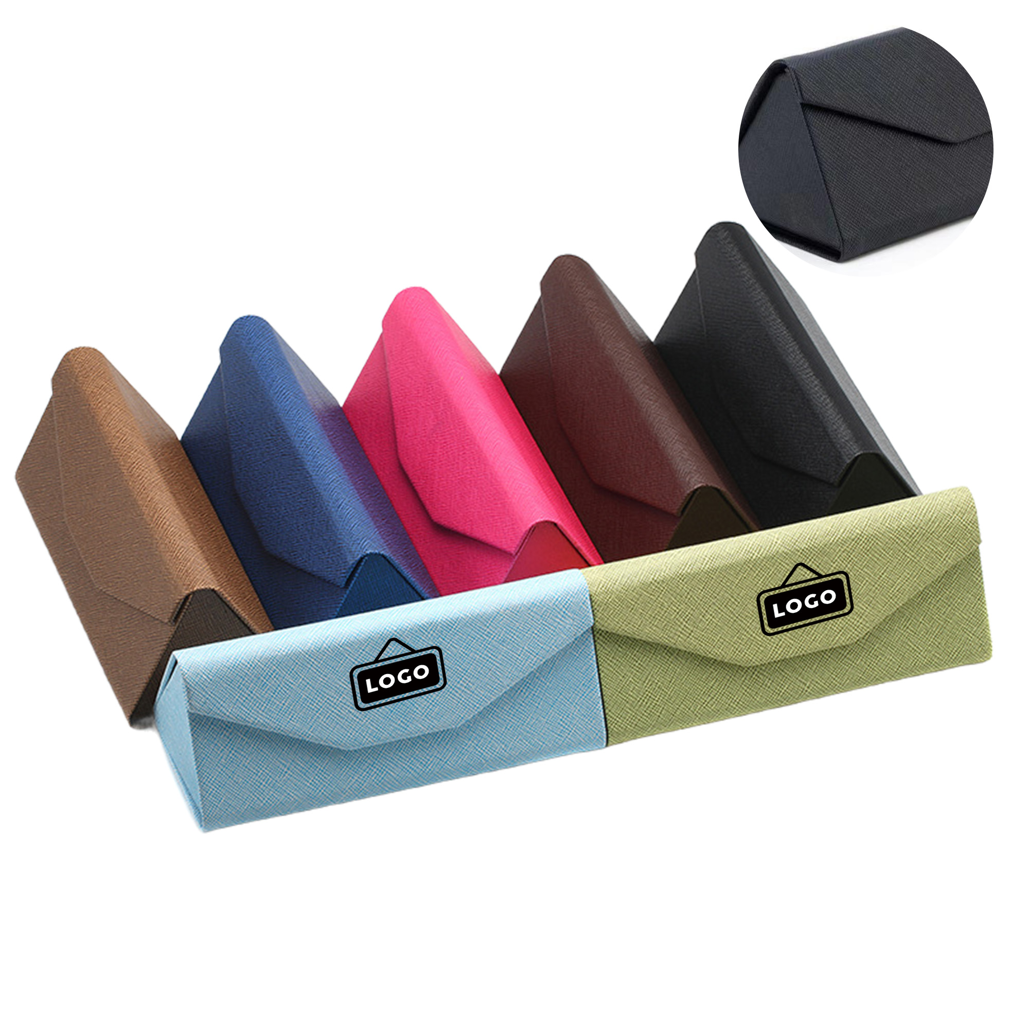 MOQ 50 Custom PU Leather Sunglasses Case with Soft Interior 2