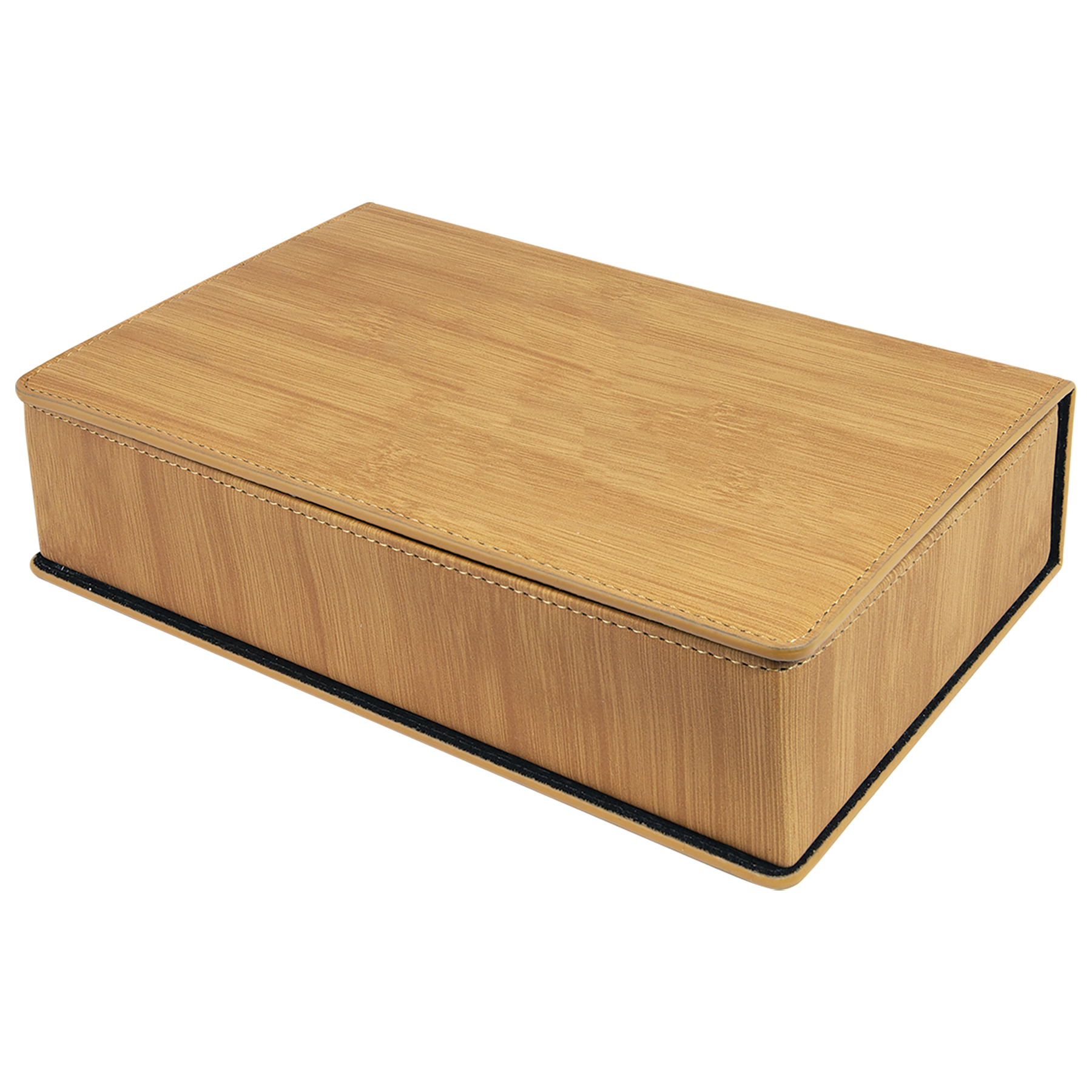 Stainless Steel Bamboo Leatherette Flask Gift Set 2