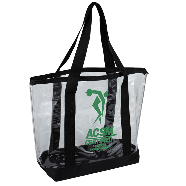 19"W x 13 ½"H x 6"Gusset - "BONDI" Jumbo Clear Zippered Tote Bag 34