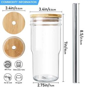 Boba Cup 22oz Bubble Tea Cup with Bamboo Lid 2